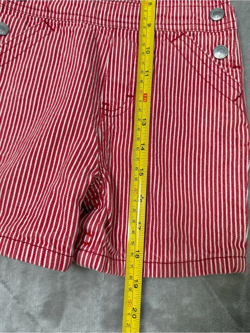 Vintage Y2K Tommy Hilfiger Baby Denim Pinstripe Overalls Size 6-12 Months Red